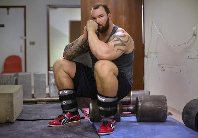 Hafthor Julius Bjornsson in the gym