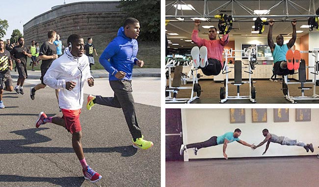 Kevin Hart working out with personal trainer