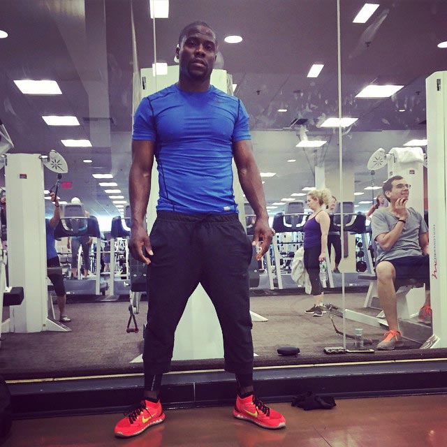 Kevin Hart in his workout gear at gym