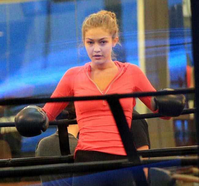 Gigi Hadid at a boxing class in New York in November 2015
