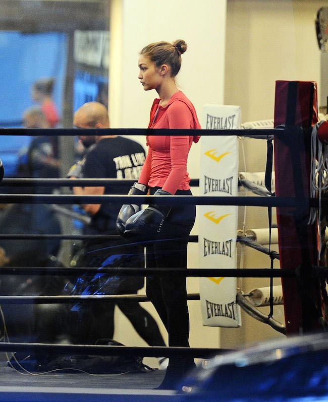Gigi Hadid at a boxing class in New York in November 2015