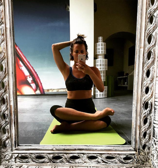 Caroline Flack yoga selfie