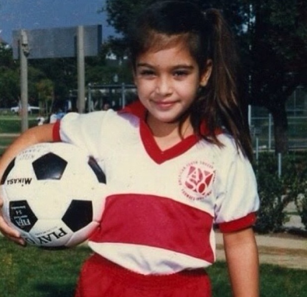Childhood Photos of Kim Kardashian with football